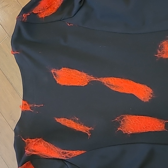 Libra 🇨🇦 Black Long Blazer/Coat W/Red knit sweater spots applicas  size Medium - Picture 8 of 8